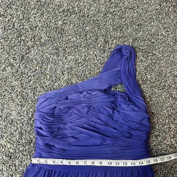 GIANNI BINI SMOCKED PURPLE SEMI FORMAL MIDI DRESS STRAPLESS SIZE LARGE - Picture 6 of 8